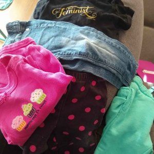12m baby girl lot - pants, and onesies